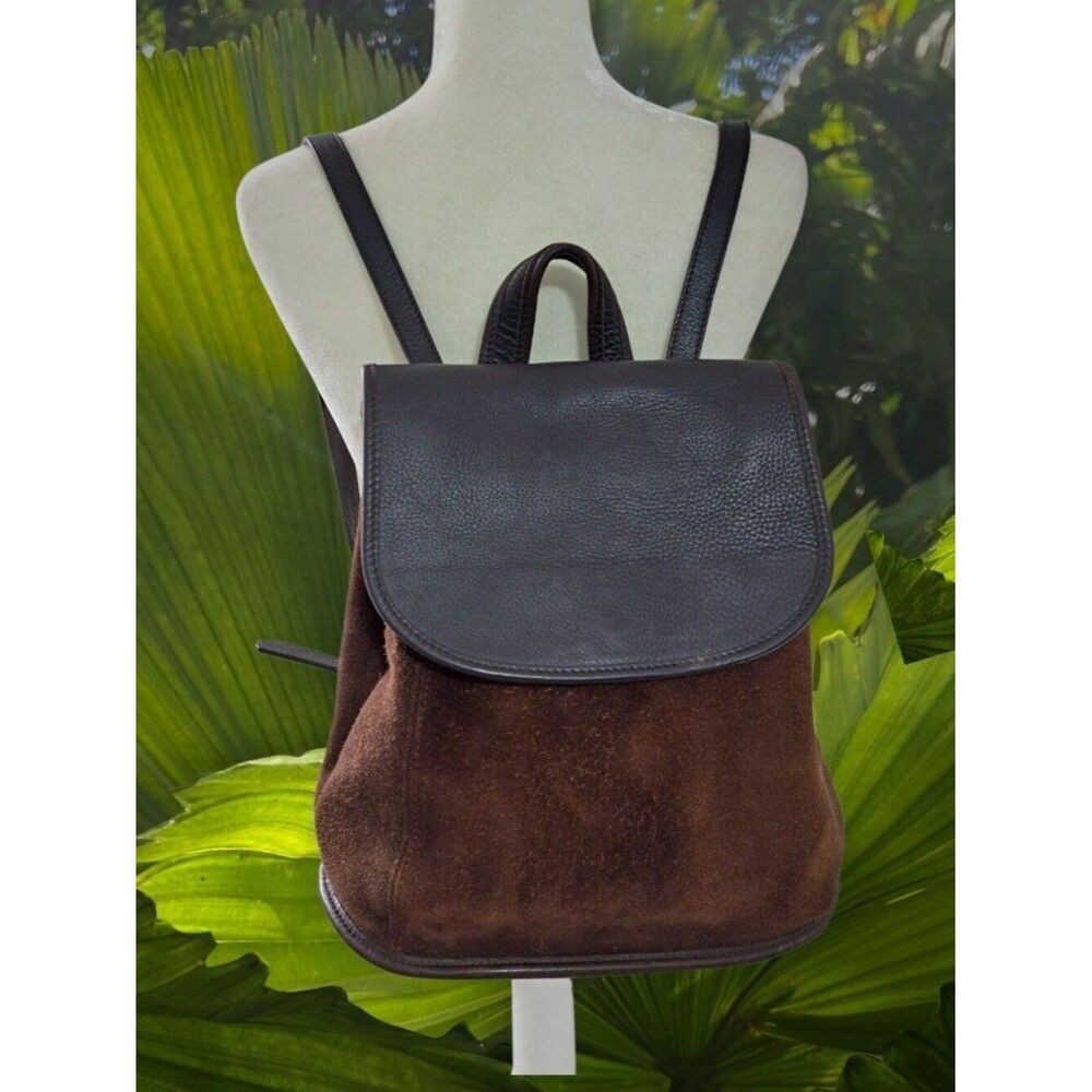 Coach Vintage Berkeley Brown Suede Leather Mix Convert Backpack Bag 9016